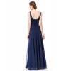 Námořnicky modré večerní šaty na šněrování zdobené pajetkami