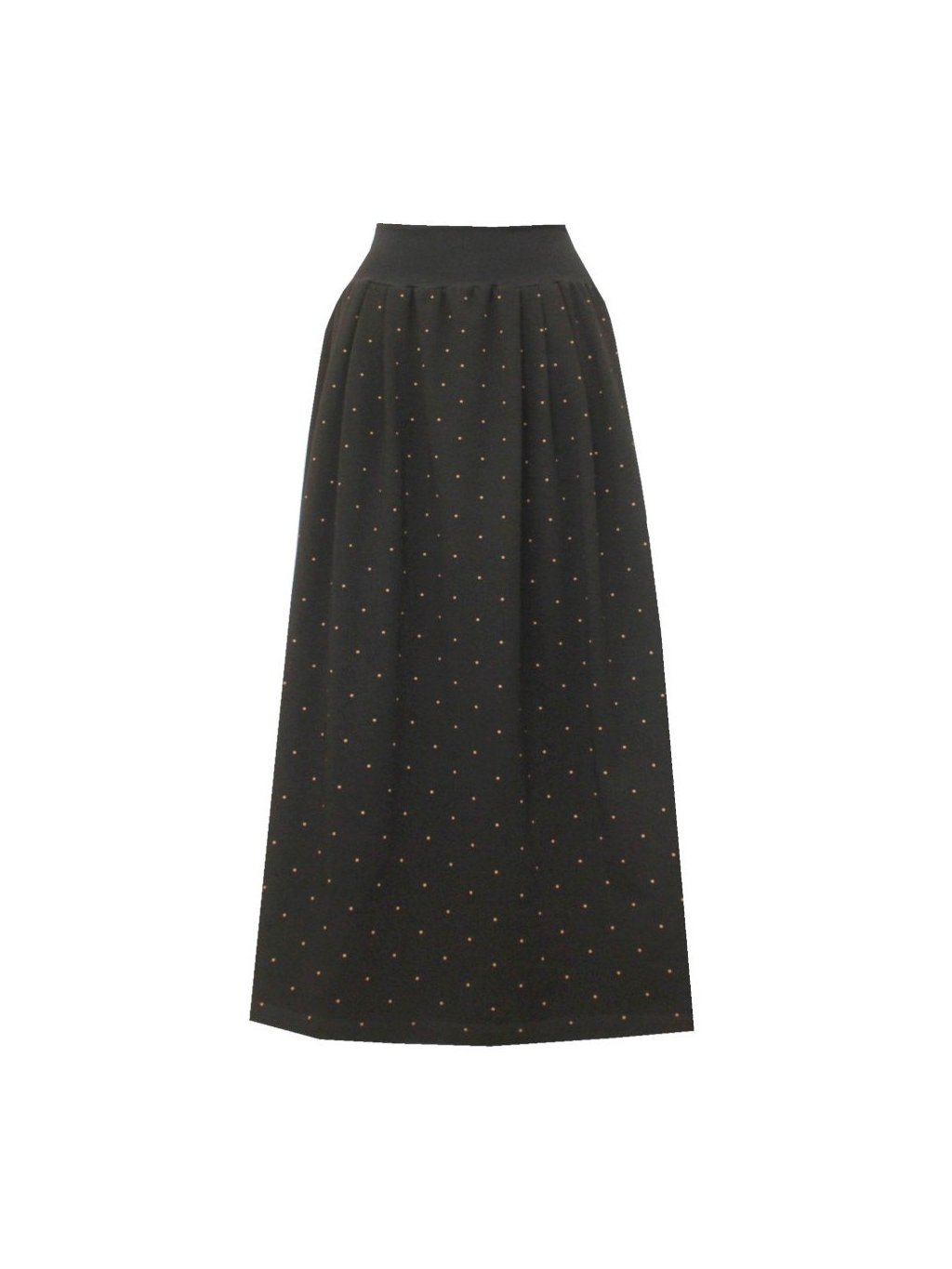 Černá dlouhá bavlněná sukně HELENE, drobné puntíky