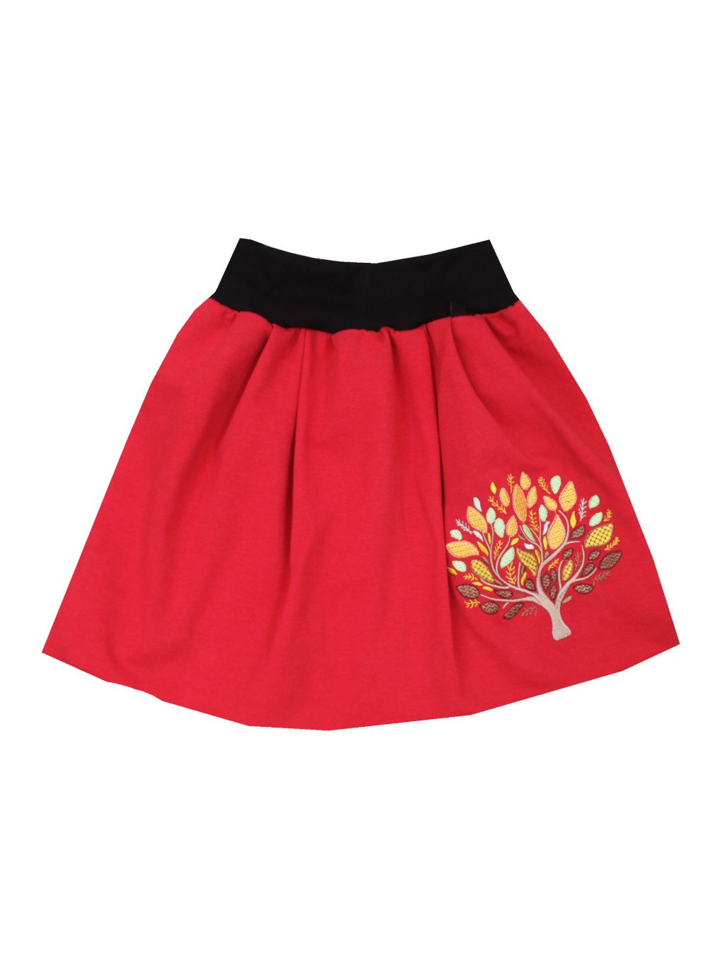Červená dětská sukně / dívčí sukně balonová, podzimní strom