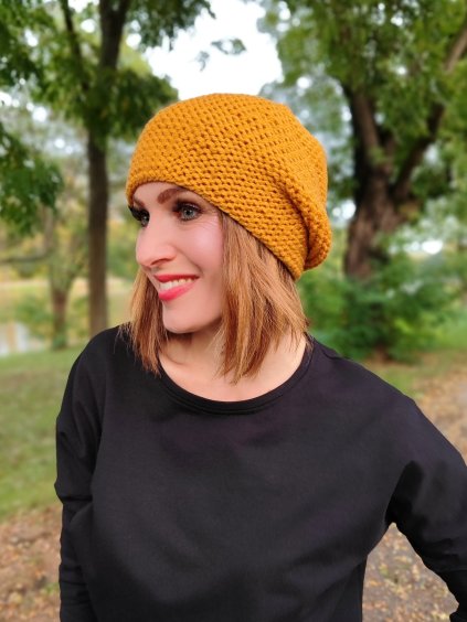 Pletená čepice LENNY, hořčicová