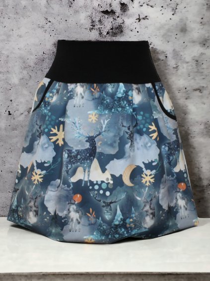 Zimní balonová sukně KATY z funkčního termo úpletu, kapsy, jelínci