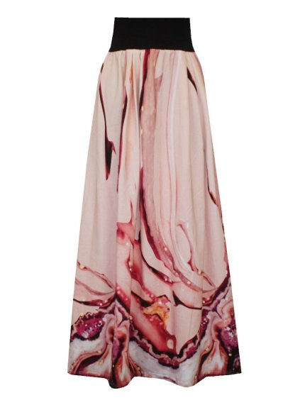 Dlouhá bavlněná sukně HELENE, sklady, korálovo-malinová paleta