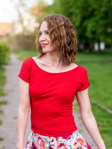 Červené dámské tričko LELA, krátké rukávky
