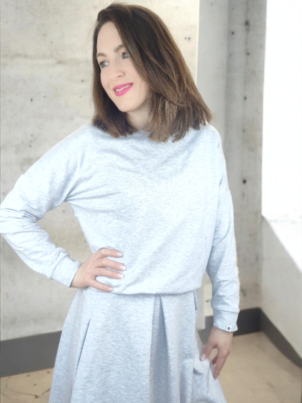mikina Elodie světle šedá matching set se sukní