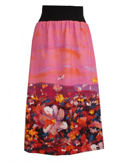 Růžová dlouhá bavlněná sukně PATRICIA s rozparky, úsvit