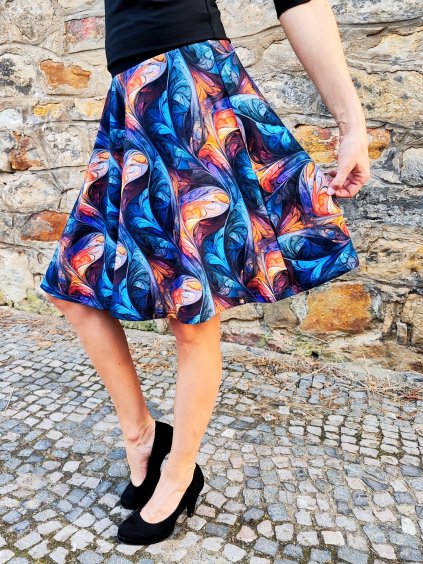 Půlkolová sukně HEIDY, barevné podzimní vlny