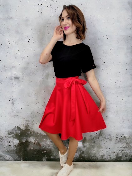 Kolová zavinovací sukně GRETA, červená