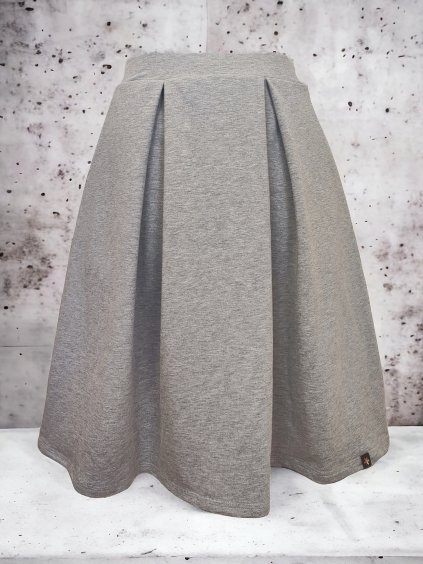 Bavlněná sukně do pasu LESLIE, středně šedý melír