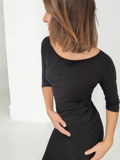 bavlněné tričko s 3/4 rukávem BRENDA černé