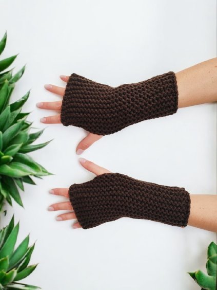Návleky na ruce ELLYNE, čokoládově hnědé