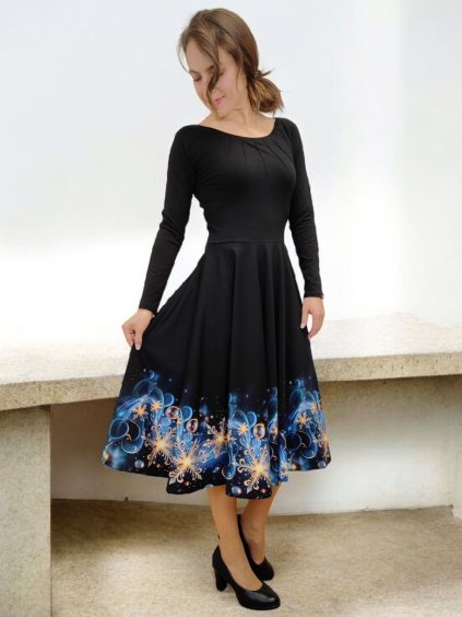 Černé dámské šaty MAARTY, dlouhé rukávy, Vánoční sen