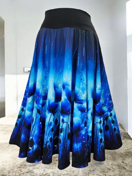 modrá kolová sukně