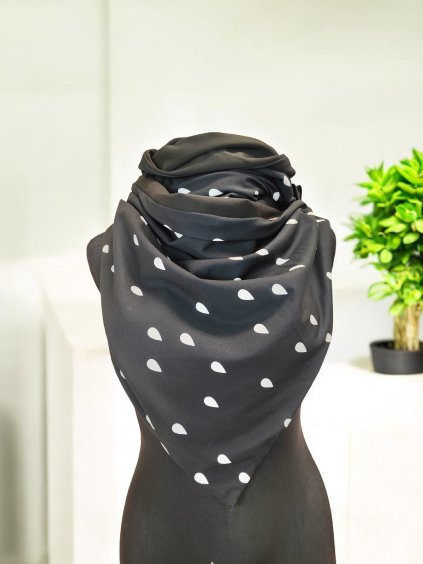 Oboustranná šála na knoflíky, Kapky/ černá