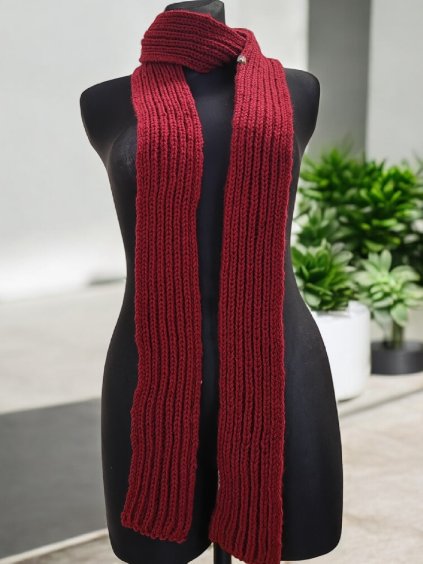 Ručně pletená dlouhá šála TANJA, vínová