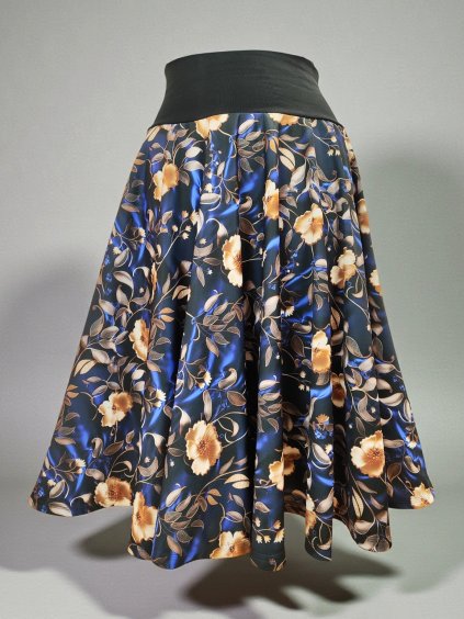 modrá kolová sukně
