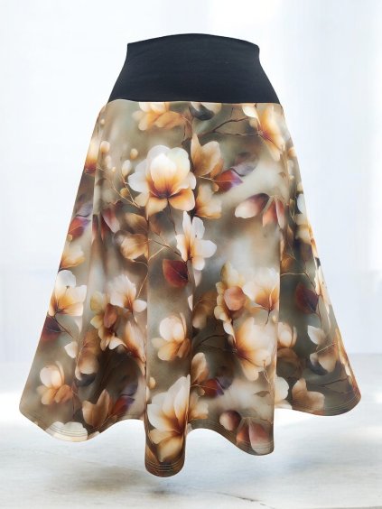 hnědá půlkolová zimní sukně