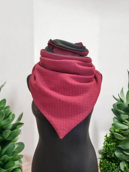 Oboustranná šála na knoflíky, prošívaná vínová/černá, 2. Jakost