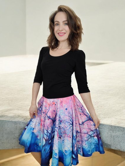 kolová sukně v pastelových tonech