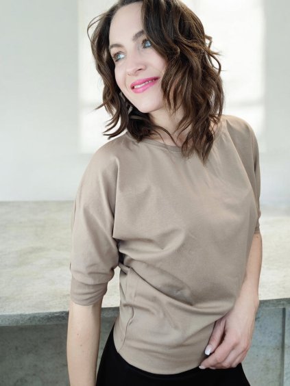 Béžové tričko LUCY, 3/4 rukáv