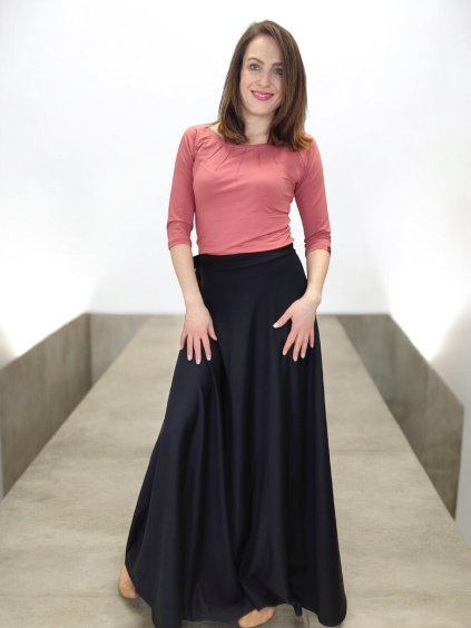 dlouhá půlkolová zavinovací sukně TEMBI maxi černá