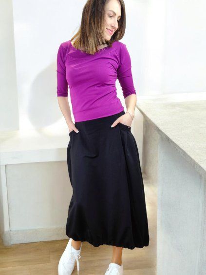 dlouhá balonová sukně RUMI černá s kapsami