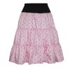 Letní volánová sukně pod kolena, růžová s kvítky