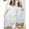 Bílá letní dlouhá sukně volánová z bavlněného plátna