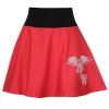 Červená půlkolová sukně s výšivkou, anděl