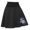 Černá půlkolová sukně se spodničkou, bílý lem, vločky