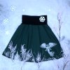 Tmavě zelená půlkolová sukně s výšivkou, lem, anděl