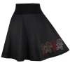 Černá půlkolová sukně s výšivkou, perníčky