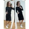 Černé dámské šaty ADRIANA podzim/zima, dlouhé rukávy, kapsy