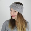 Široká pletená zimní čelenka SMART, středně šedá