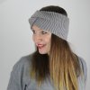 Široká pletená zimní čelenka SMART, středně šedá