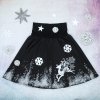Černá půlkolová sukně s výšivkou jelínka, spodnička