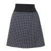 Sukně do áčka ke kolenům, černá s bílými puntíky