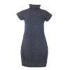 Modré dámské šaty TINA, krátké rukávy, volnější balonkový střih, kapsy