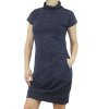 Modré dámské šaty TINA, krátké rukávy, volnější balonkový střih, kapsy