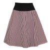 Půlkolová letní sukně, vínovo bílé pruhy
