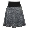Půlkolová sukně, šedo černé mandaly
