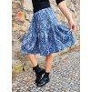 Plátěná volánová sukně, džínově modrá s ornamenty