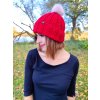 Pletená čepice s bambulí WALK, červená