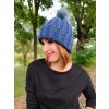 Pletená čepice s bambulí WALK, modrá