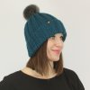 Pletená čepice s bambulí WALK, petrolejová