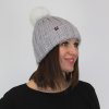 Pletená čepice s bambulí WALK, světle šedá