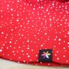 Červená půlkolová sukně do pasu AGÁTA, drobné bílé puntíčky