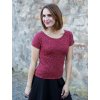 Vínové dámské tričko LOTY, krátký rukáv, bílé drobné puntíky