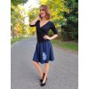 Tmavě modrá sukně s protiskladem VIOLA, peříčko