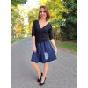 Tmavě modrá sukně s protiskladem VIOLA, peříčko