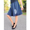 Tmavě modrá sukně s protiskladem VIOLA, peříčko